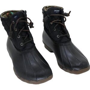 SPERRY Saltwater Duck Boots Black Side Zip Women US 8.5W